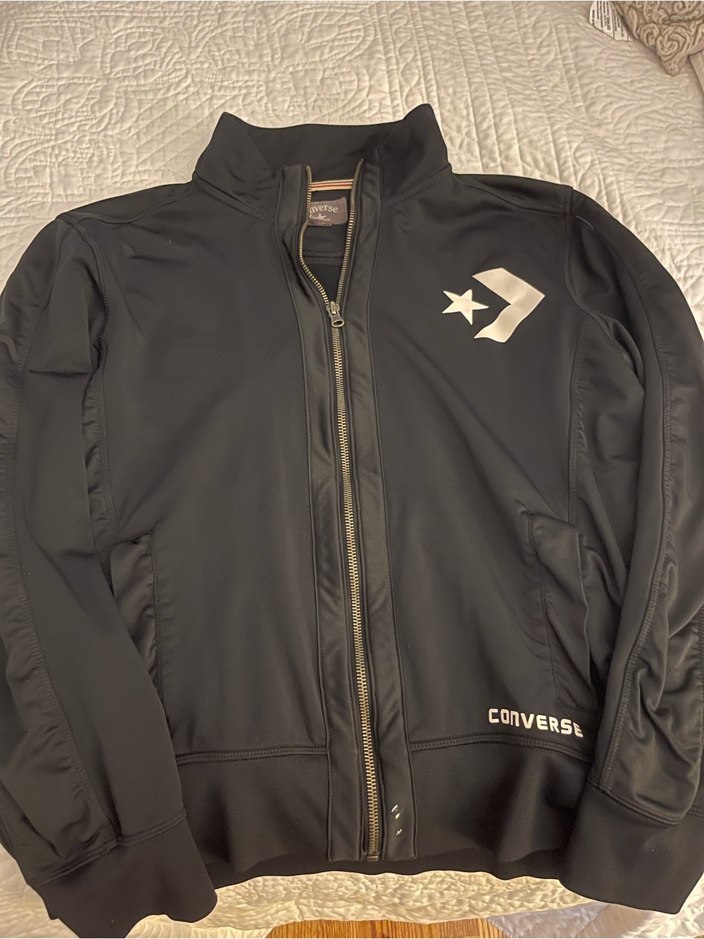 Converse Black Lightweight Full-Zip Jacket with White Logo